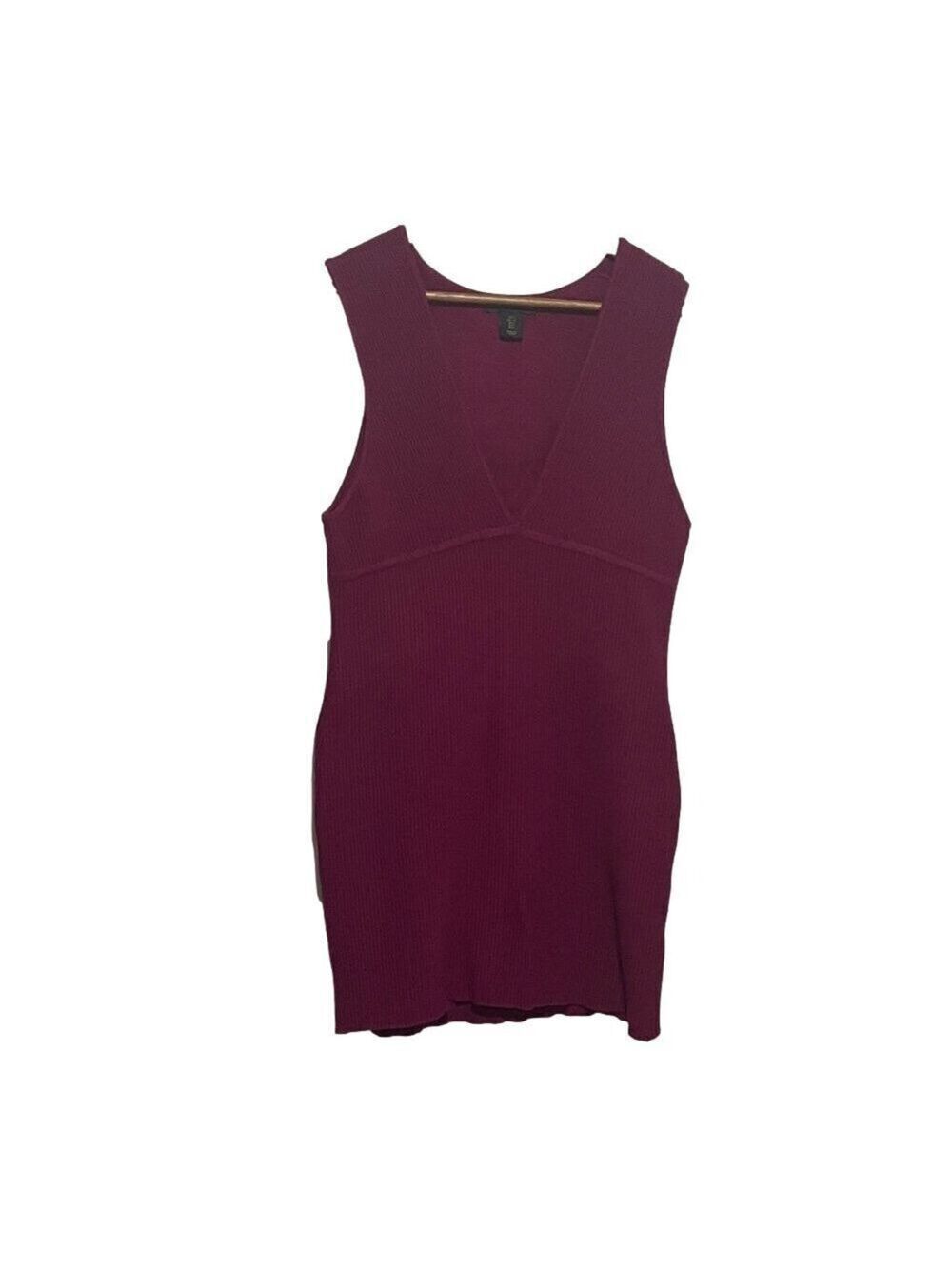 House of Harlow 1960 Luxe Ribbed Sleeveless Burgundy Dress Sz Large